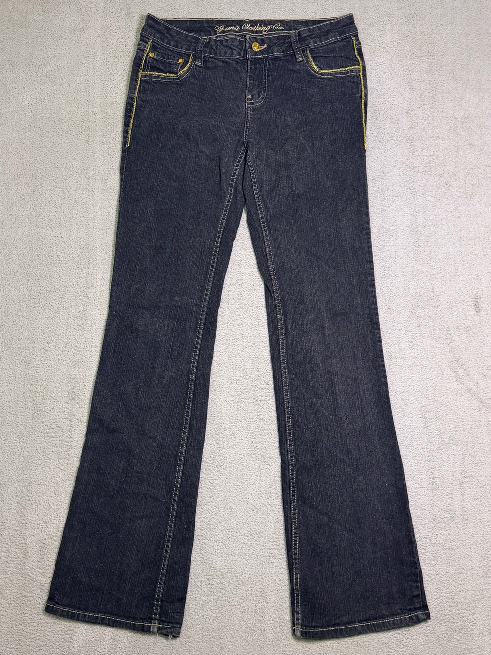 Vintage G-Unit Jeans Women’s 9 (30x32) Bootcut Dark Wash Yellow Embroidered Y2K